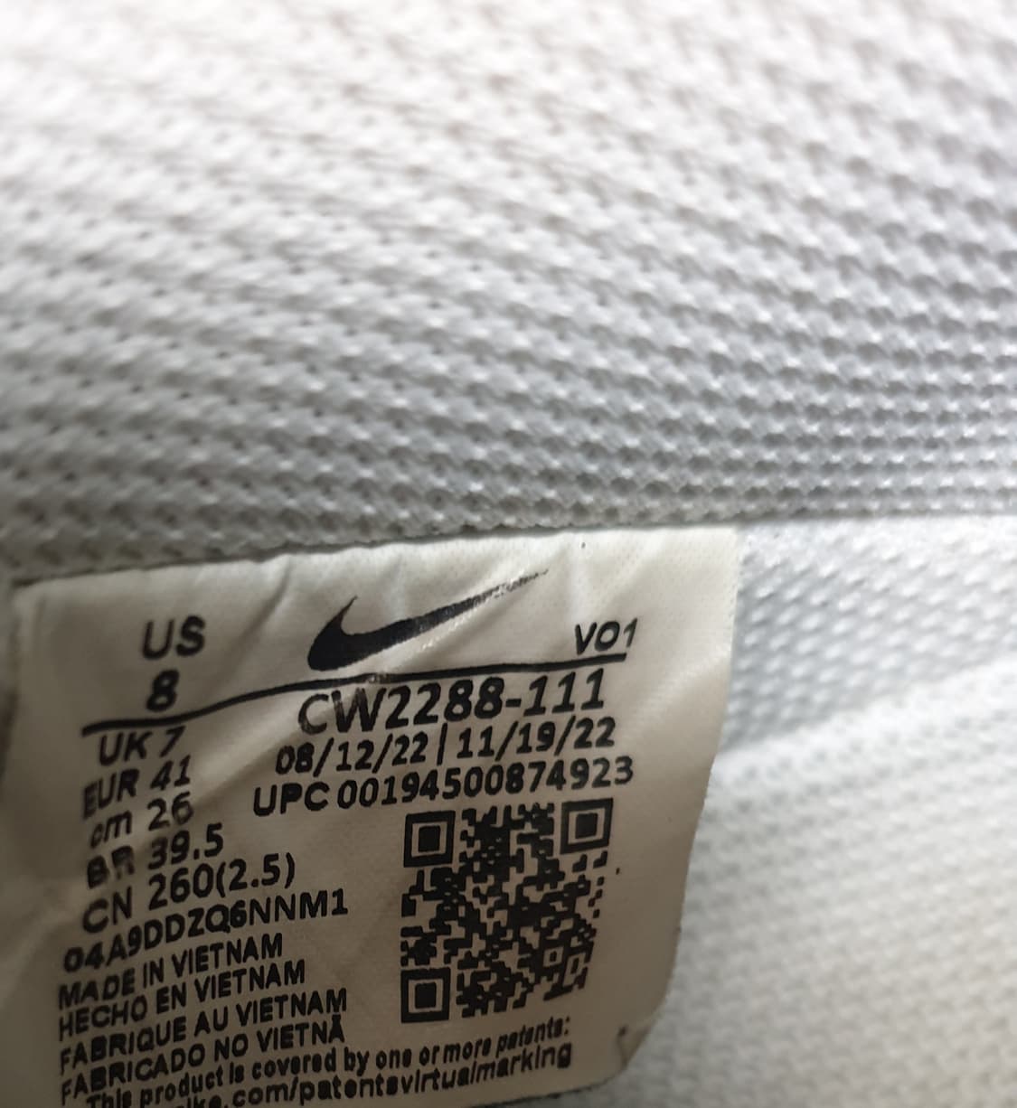 나이키 에어포스 로우 화이트 (260). 상품이미지6