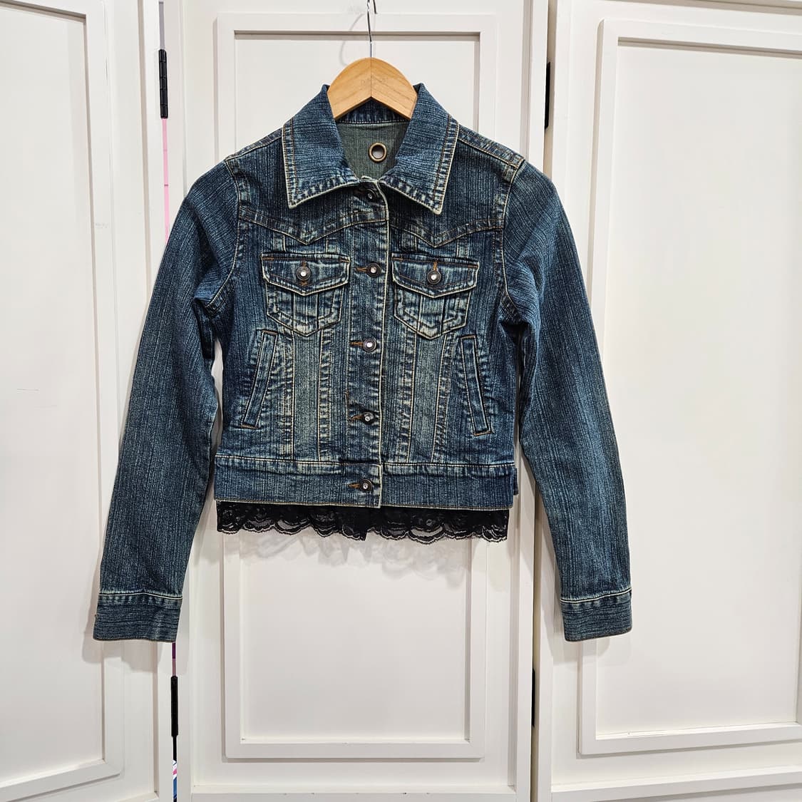 데님 자켓 레이스 포인트 상품이미지1