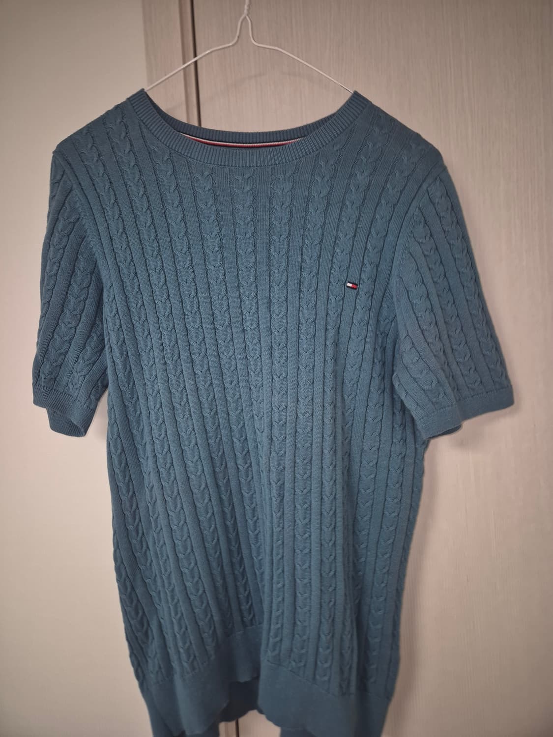 타미힐피거 케이블 반팔 민트 니트 L  상품이미지1