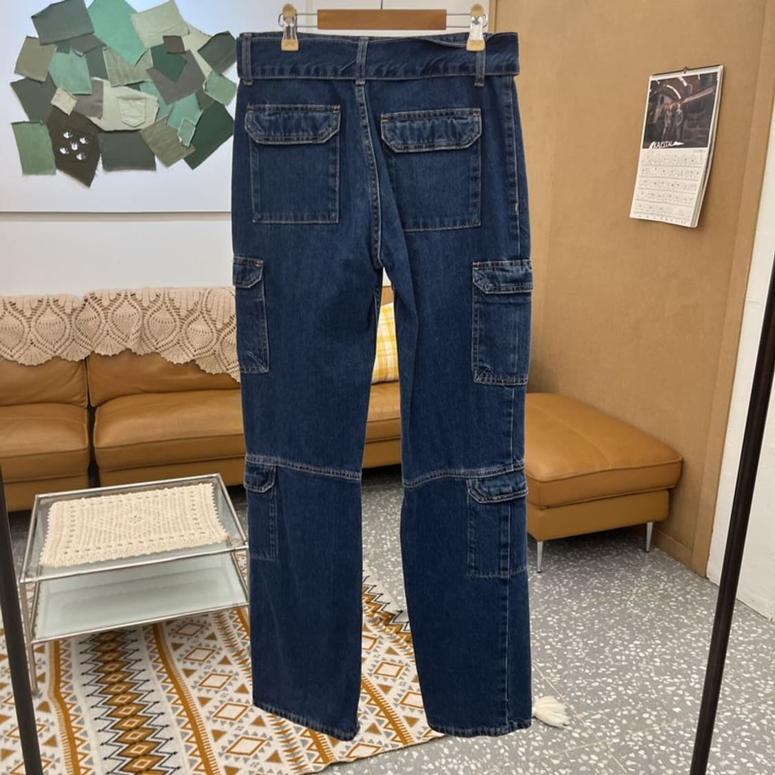 자라 핀터걸 미드라이즈 벨티드 데님 카고팬츠 26인치 C10726 상품이미지4