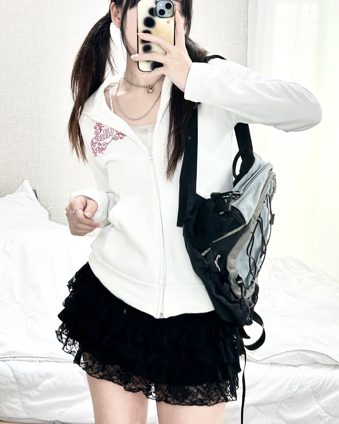 나이키 핑크로고 화이트 후드집업 상품이미지4