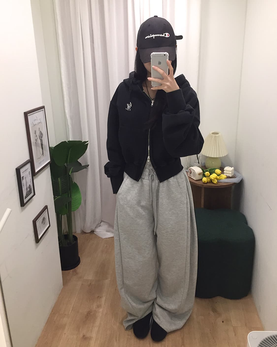 여성 우알롱 크롭 후드집업 100 상품이미지1