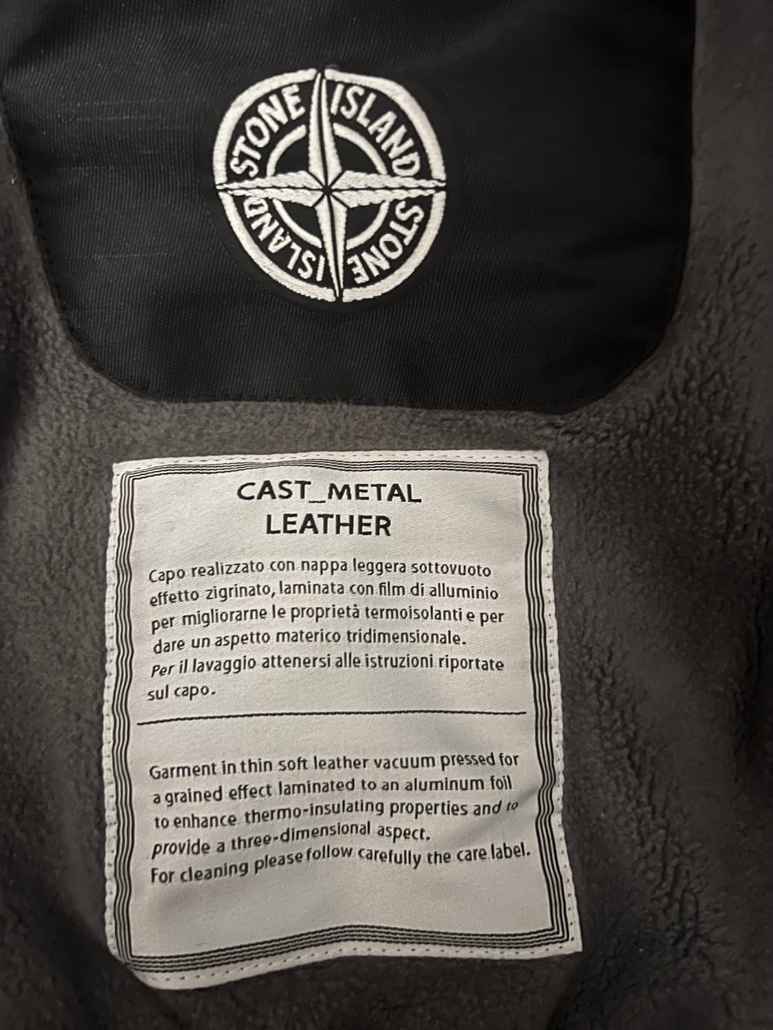 스톤아일랜드 메탈 레더(가죽) 자켓 화이트 와펜 M 상품이미지8