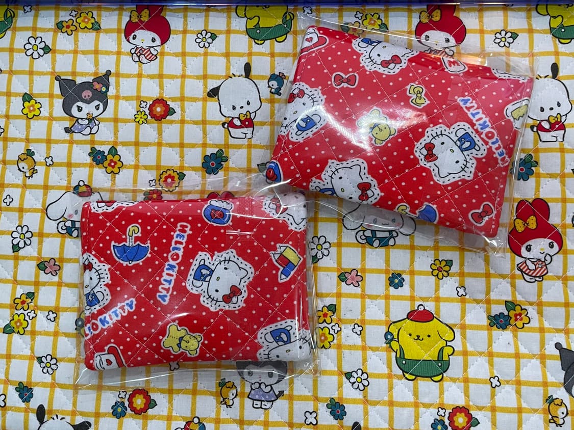 [ 핸드메이드 ] 헬로키티 레드 도트 원단 똑딱이 카드지갑 상품이미지2