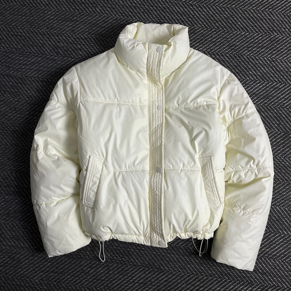 빈티지 우먼스 글로시 크롭 패딩 화이트y 3113 상품이미지2
