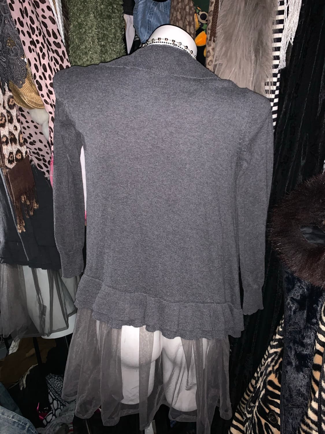 y2k 모리 딥그레이 프릴 가디건 상품이미지3