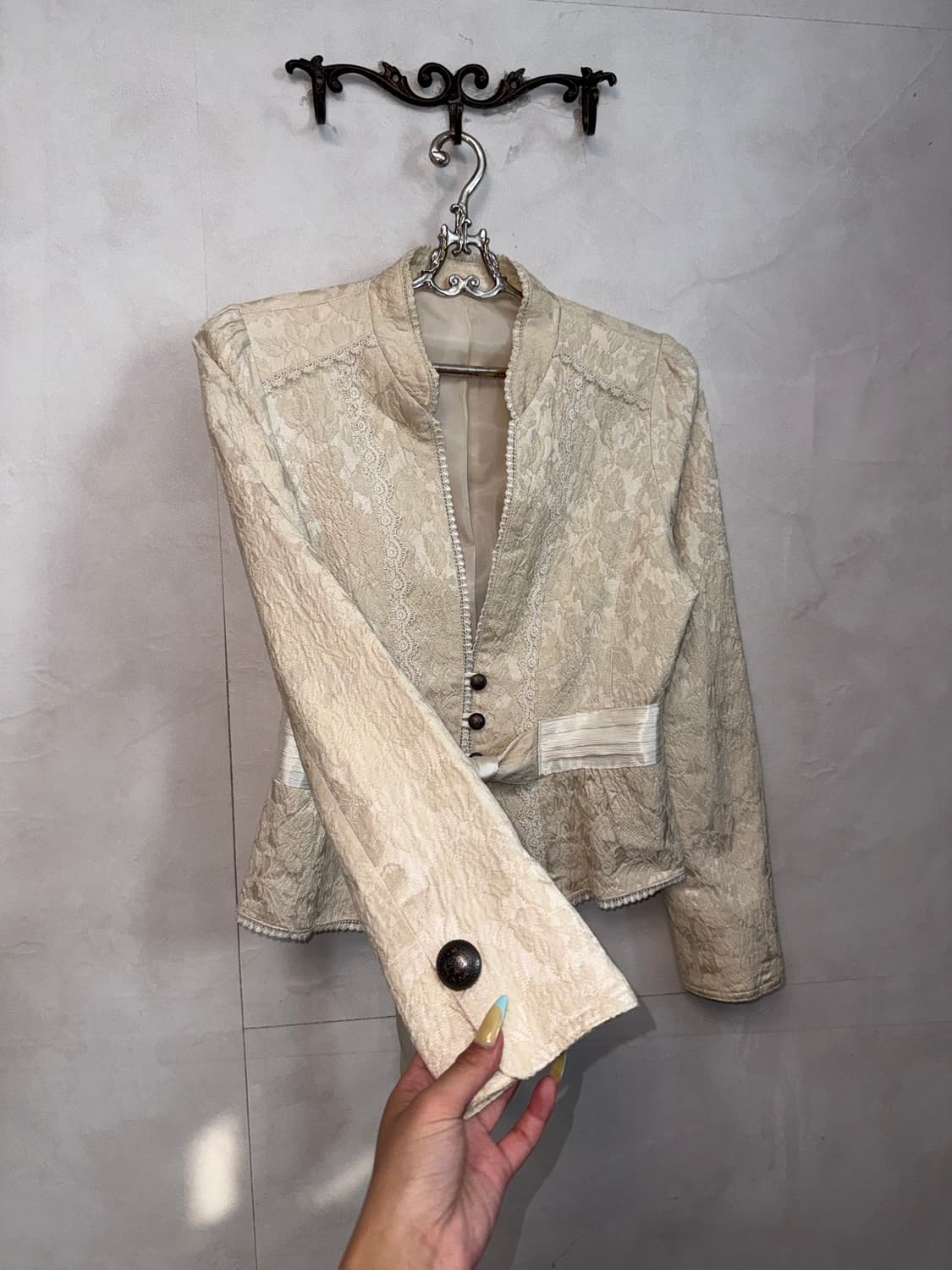 Ivory oriental jacquard floral button jk 상품이미지2