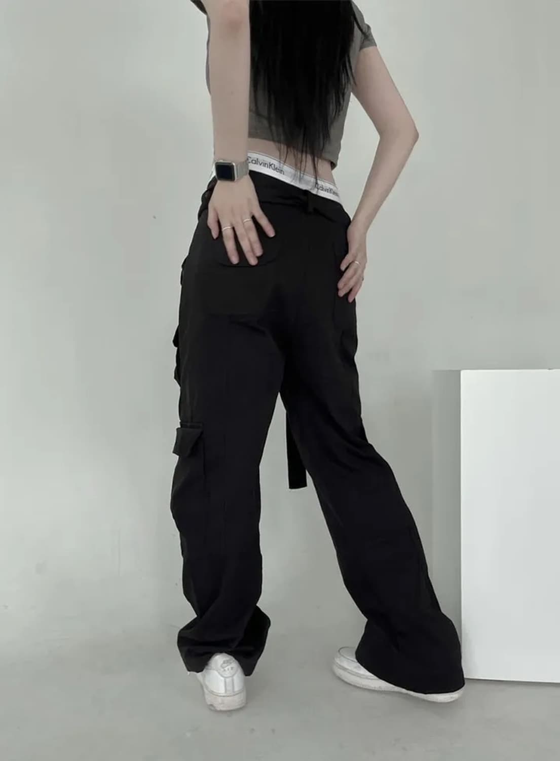 빈티지 블랙 카고 팬츠 바지 상품이미지5