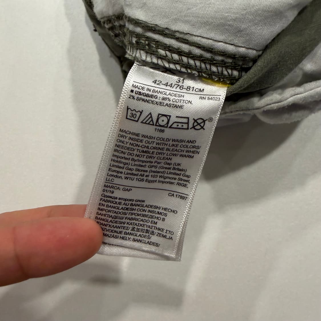 [31] GAP 갭 레귤러핏 카고 반바지 올리브 팬츠 E22 상품이미지4