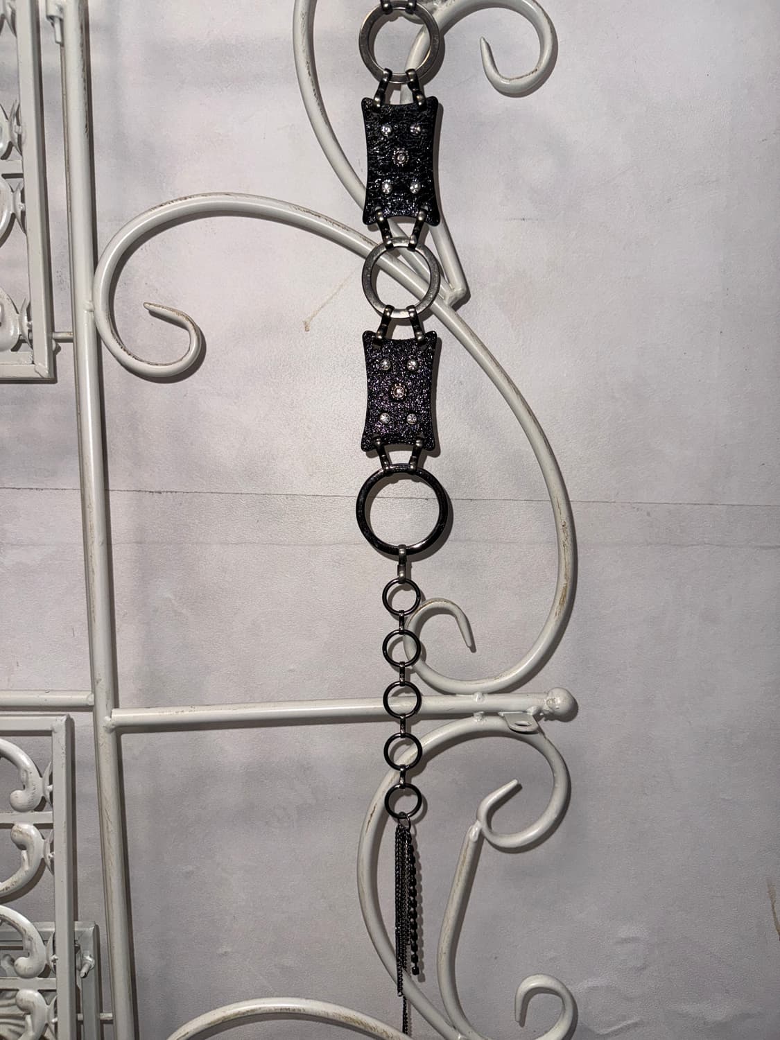 Black flower charm cubic chain belt 상품이미지8