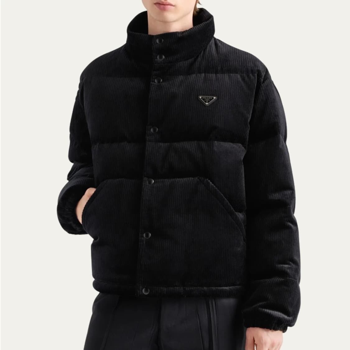 [S+급/L] 프라다 벨벳 코듀로이 패딩 자켓 블랙 상품이미지8