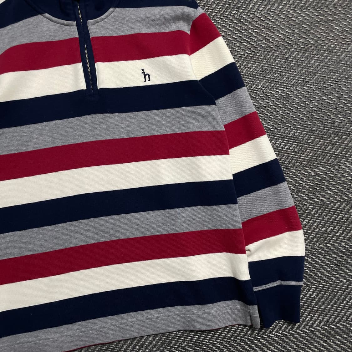 Hazzys 스트라이프 니트 카라 긴팔 반집업 티셔츠o 5289 상품이미지2