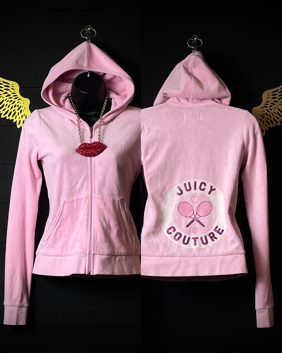 JUICY COUTURE 쥬시꾸뛰르 갸루 핑크 테니스 벨벳 후드집업 상품이미지1