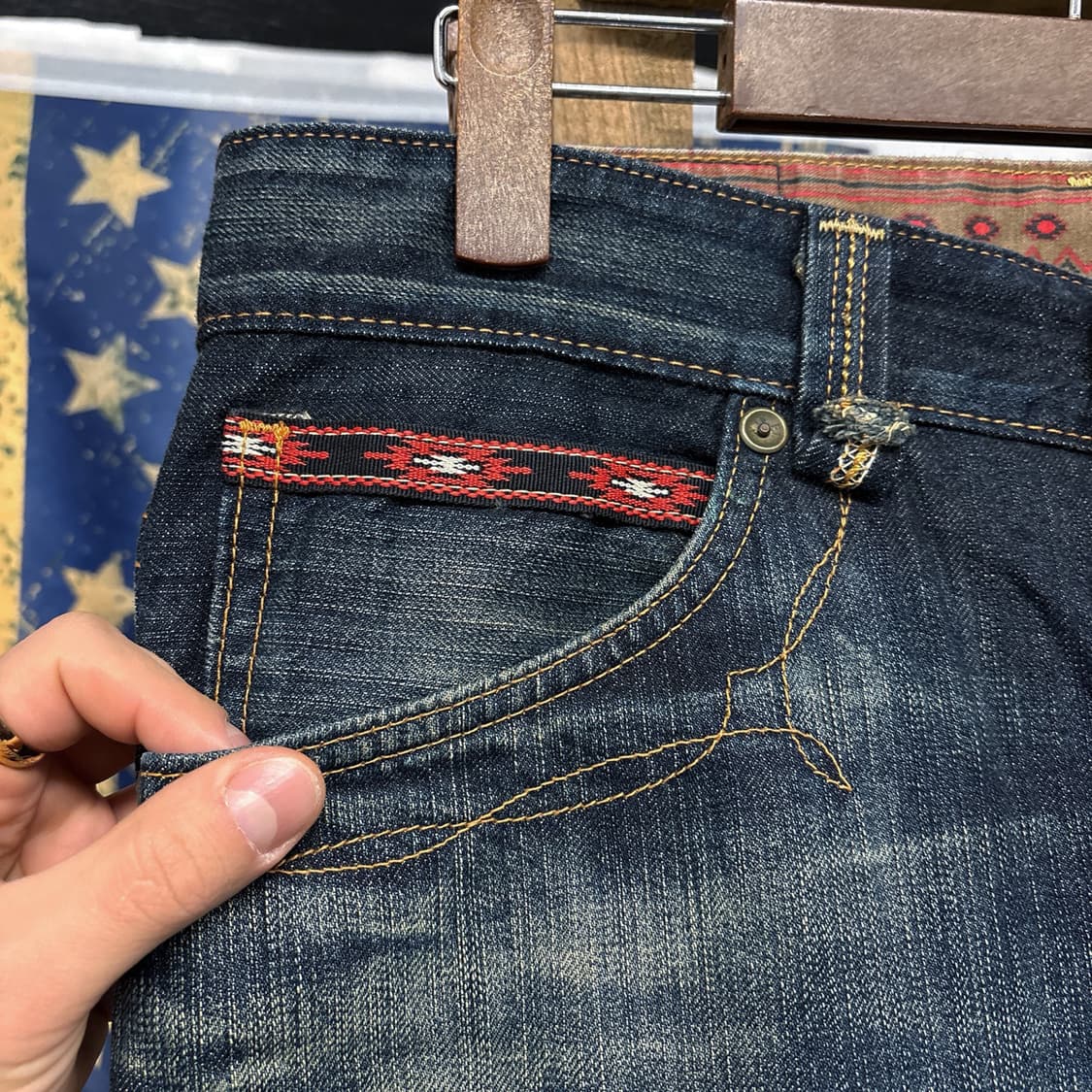 00s 에드윈 사우스웨스턴 무드 콘초버튼 커스텀 데님팬츠 N631 상품이미지5