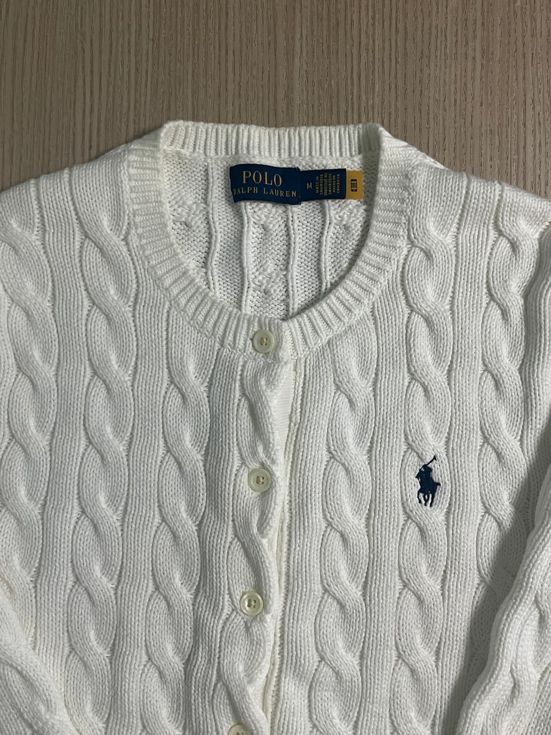 [M] 폴로 랄프로렌 케이블 니트 가디건 (화이트) 상품이미지4