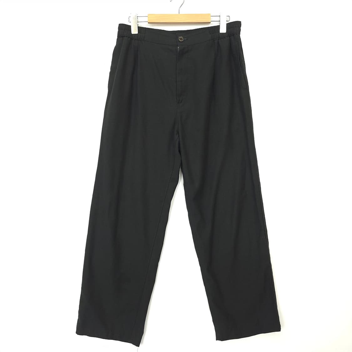 남성 T Fabric 블랙 와이드 슬랙스 팬츠 L 상품이미지1