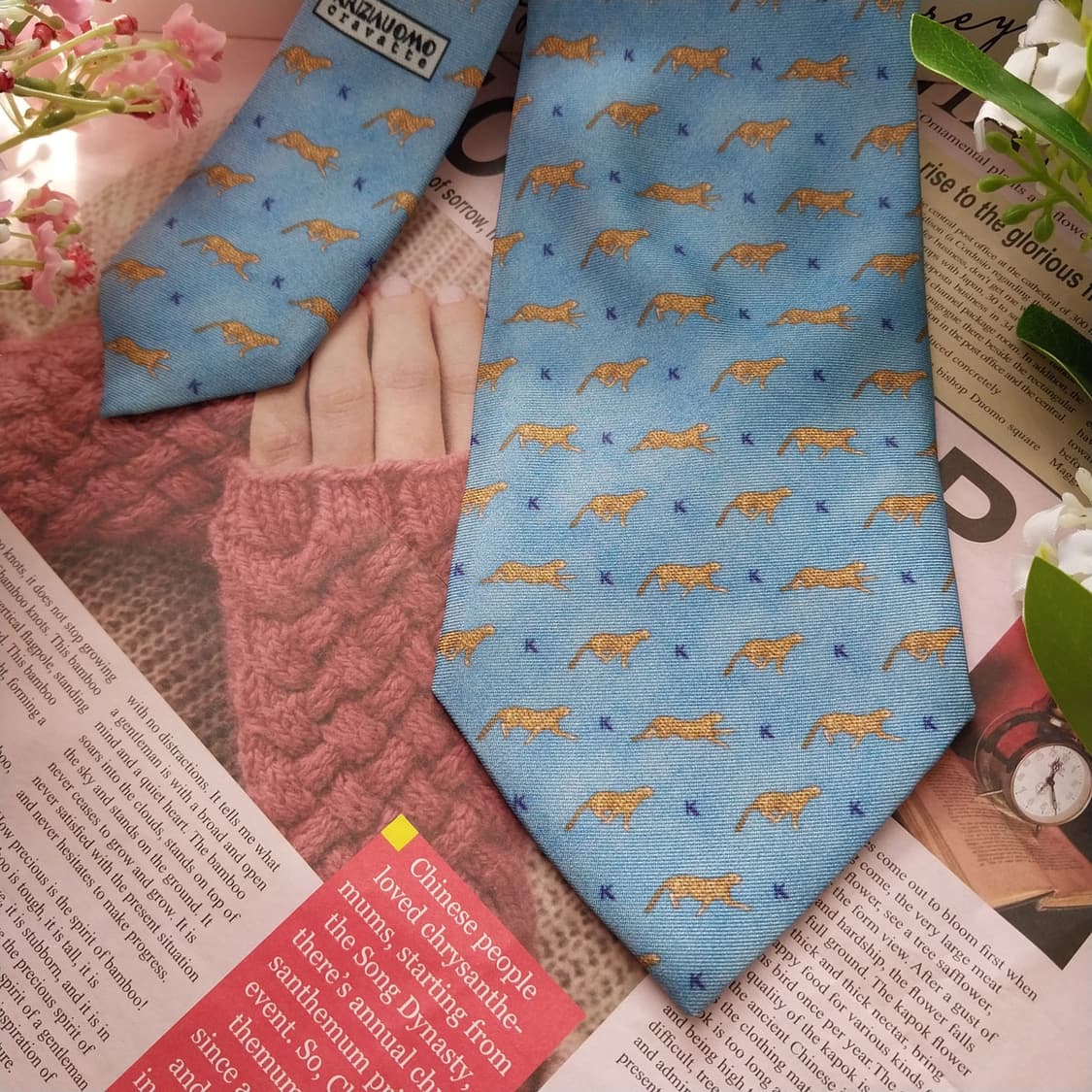 크리지아 실크 스카이블루 치타&K 넥타이 9.5cm A+등급 K1518
 상품이미지5