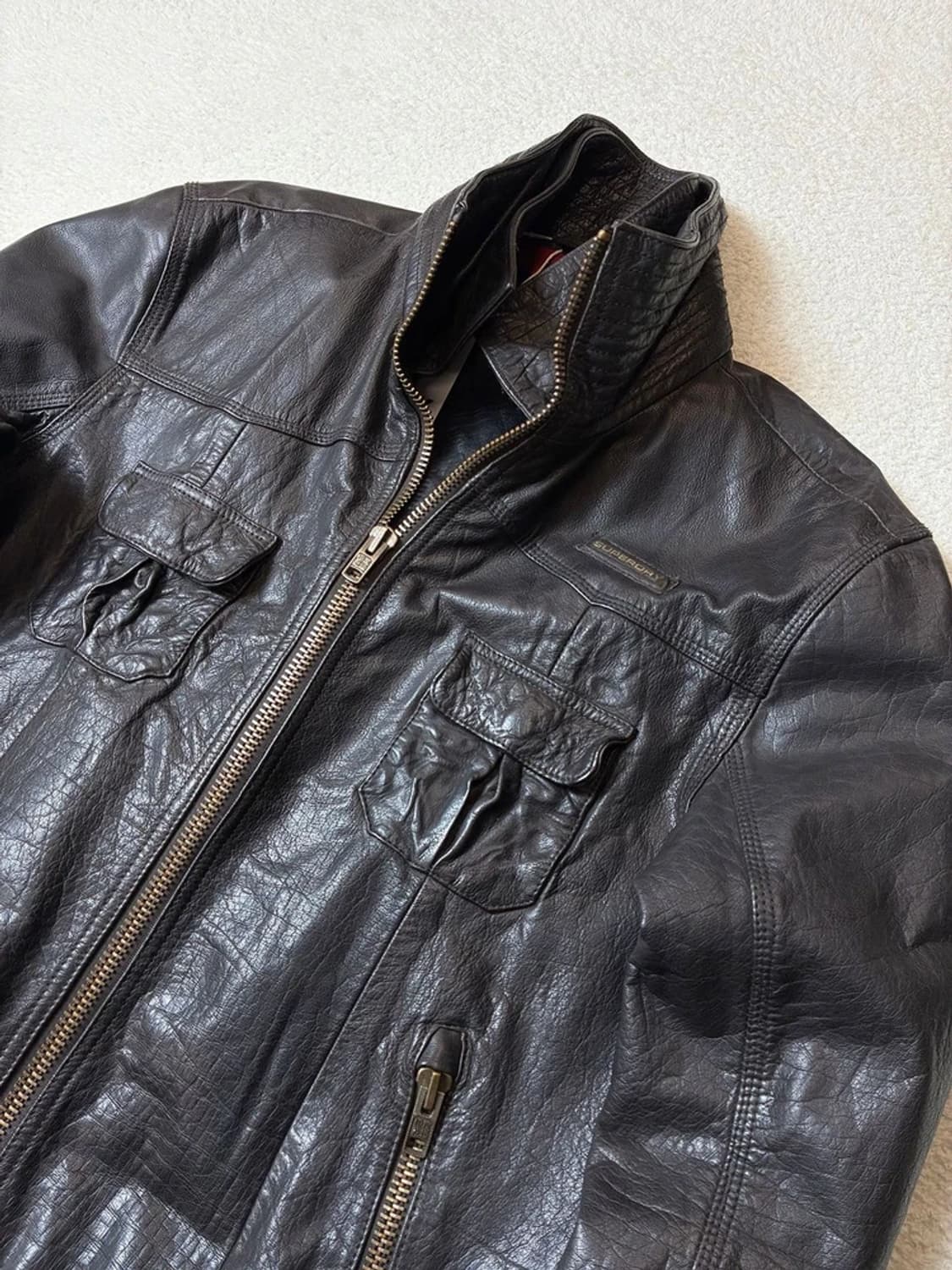 슈퍼드라이 13ss 유틸리티 소가죽 항공 자켓 PN6644 상품이미지2