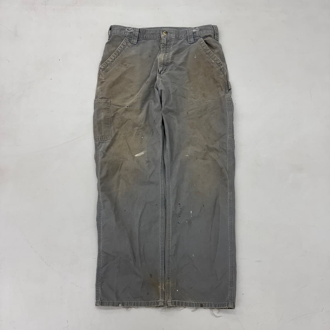 칼하트 OG 가죽패치 카펜터 하드 페이딩 와이드 워크팬츠 상품이미지1