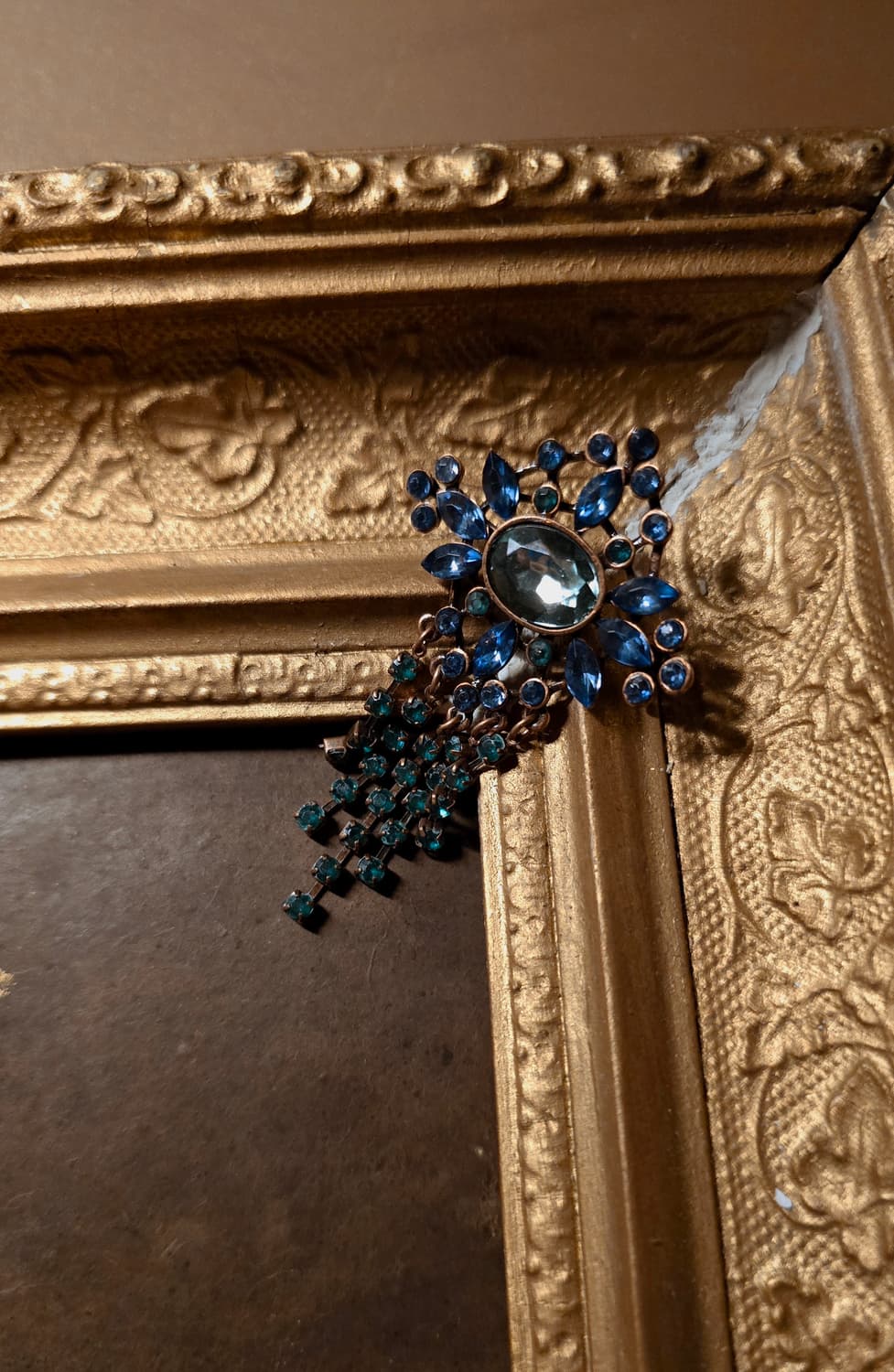 (90s) 오리지널 빈티지 브로치 블루 앤 그린 드롭 상품이미지1