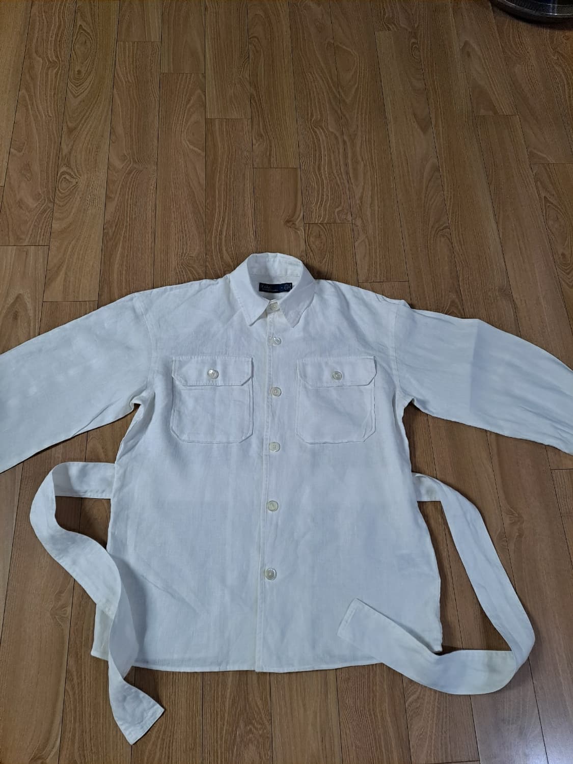 폴로 벨트 린넨 긴팔 셔츠 블라우스 4(44-55) 상품이미지4