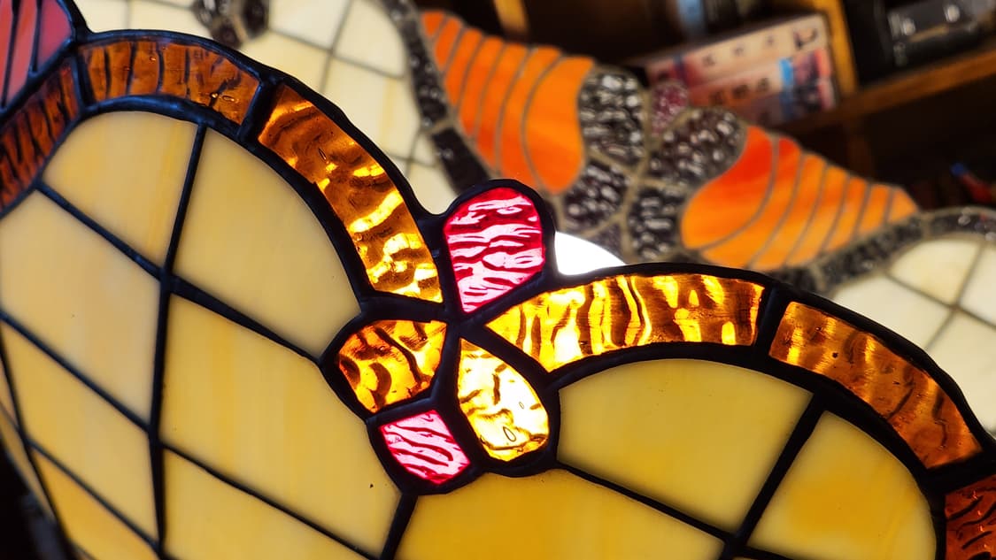 엔틱 스테인드글라스 펜던트 조명(대형, 오팔레센트, 황동주물, 노네임) 상품이미지9