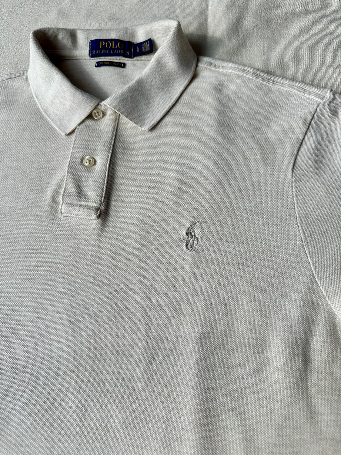 폴로 랄프로렌 오트밀 베이지 피케 카라티 커스텀 슬림핏 L 상품이미지6