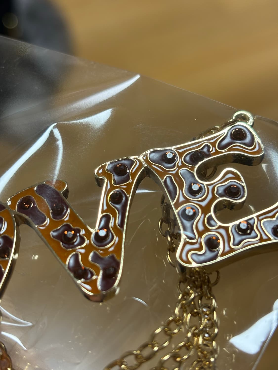 호피 오네갸루 목걸이 악세 레오파드 러브 레터링 큐빅 골드 체인 상품이미지2