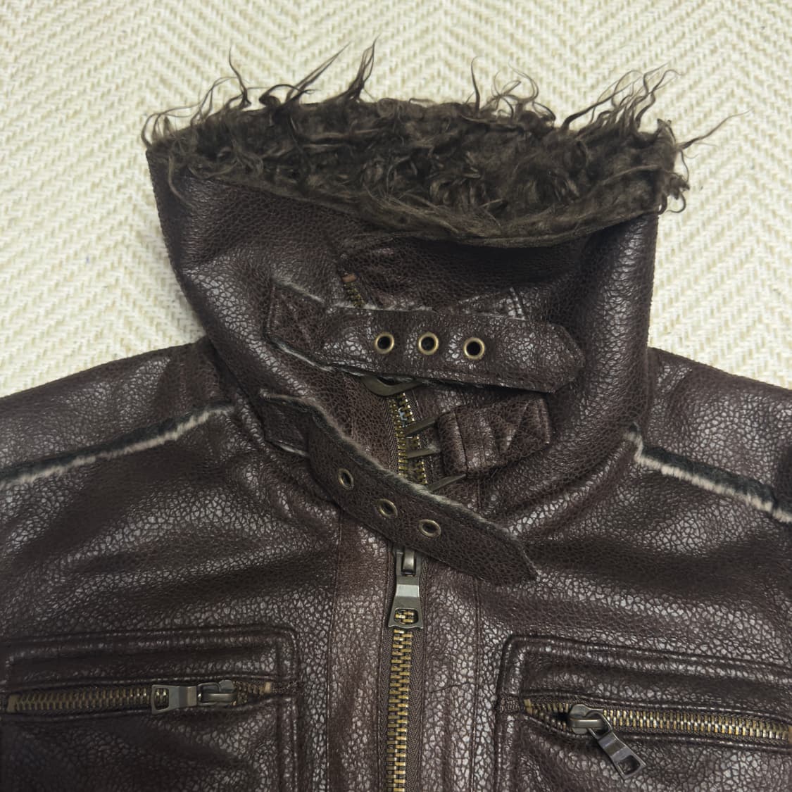 Vintage 하이넥 다크브라운 자켓 상품이미지4