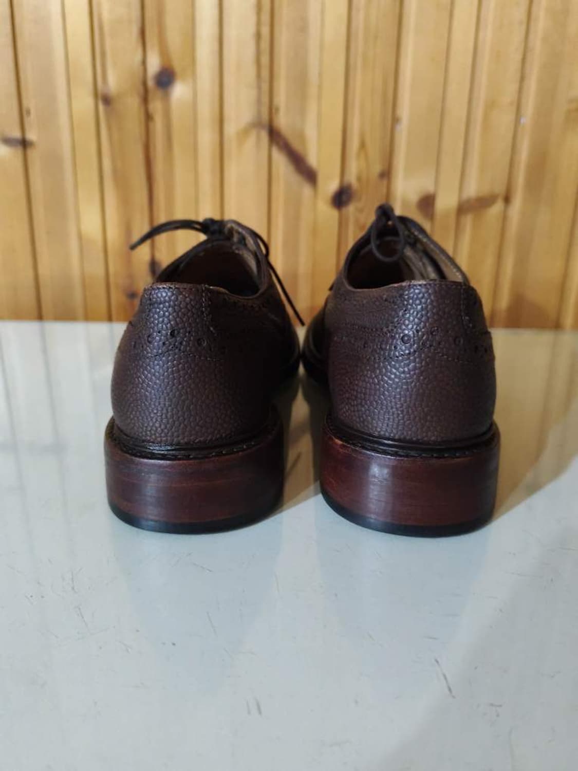 270mm 엘칸토 브라운 가죽 구두 우드솔 상품이미지8