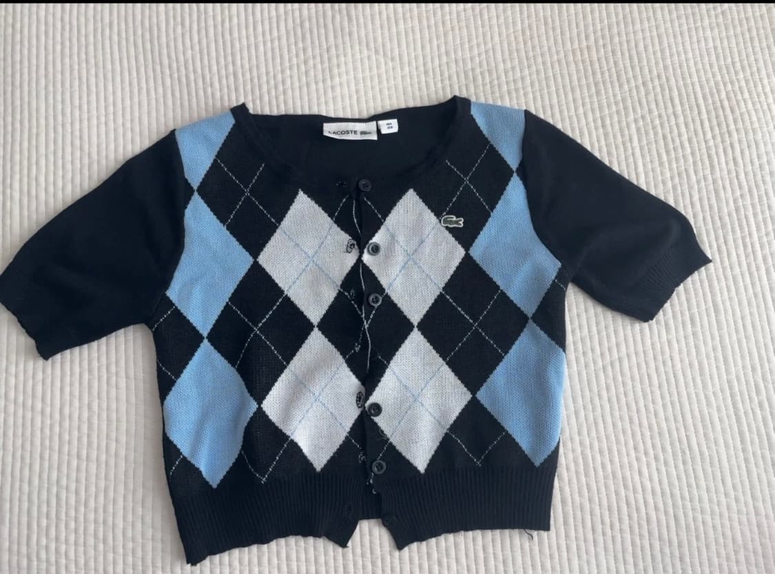 라코스테 빈티지 여성 아가일 반팔니트 상품이미지1