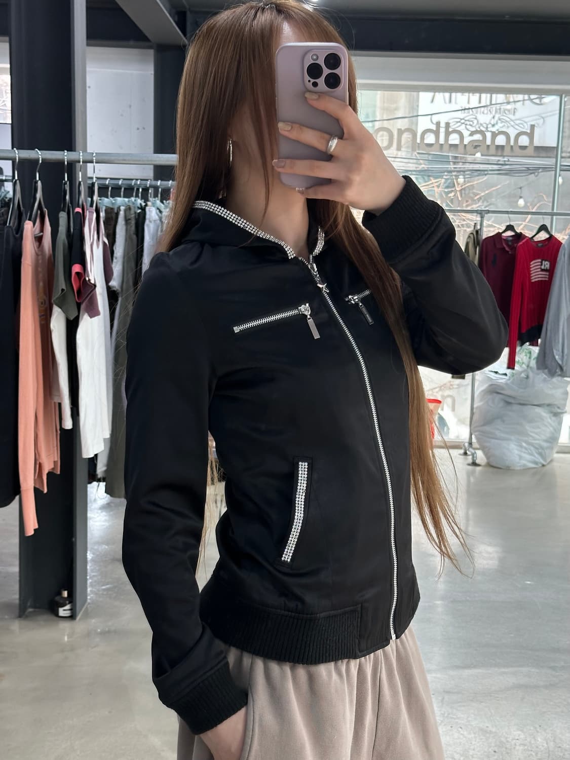 세실맥비 큐빅 스타참 후드자켓 상품이미지2