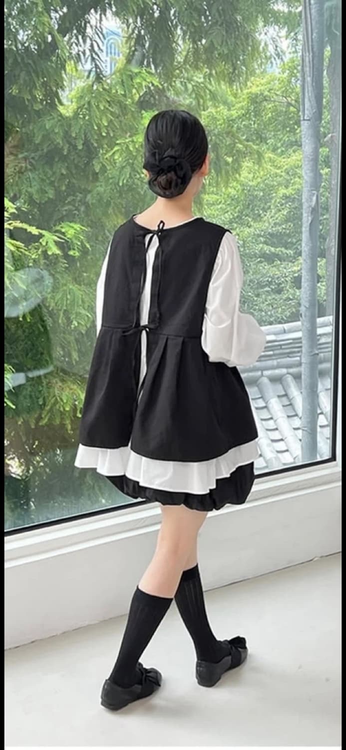 이데알레 백리본 레이어드 베스트 상품이미지4