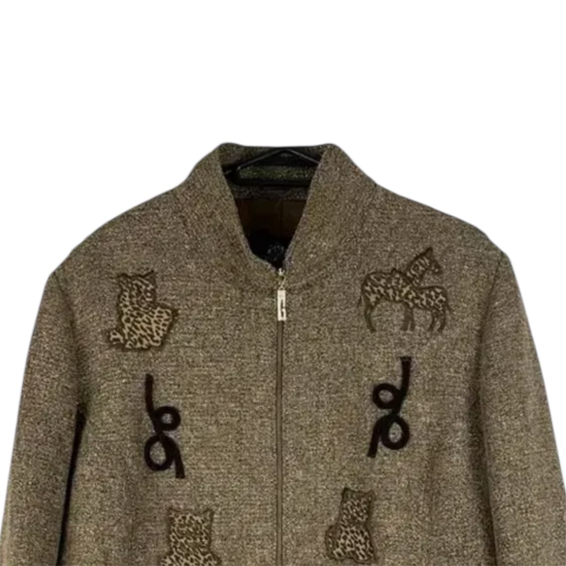 Brown Animal-Embroidery Wool Jacket 상품이미지3