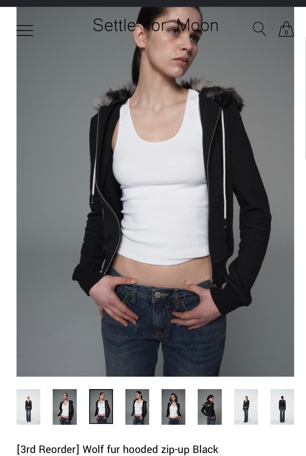 settle for moon 울프털 후드집업 상품이미지2