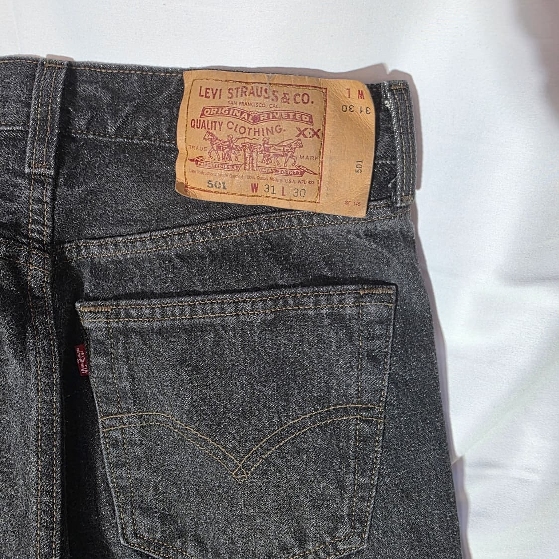 [W31L30]90's USA 리바이스 501 블랙 데님 팬츠 상품이미지7