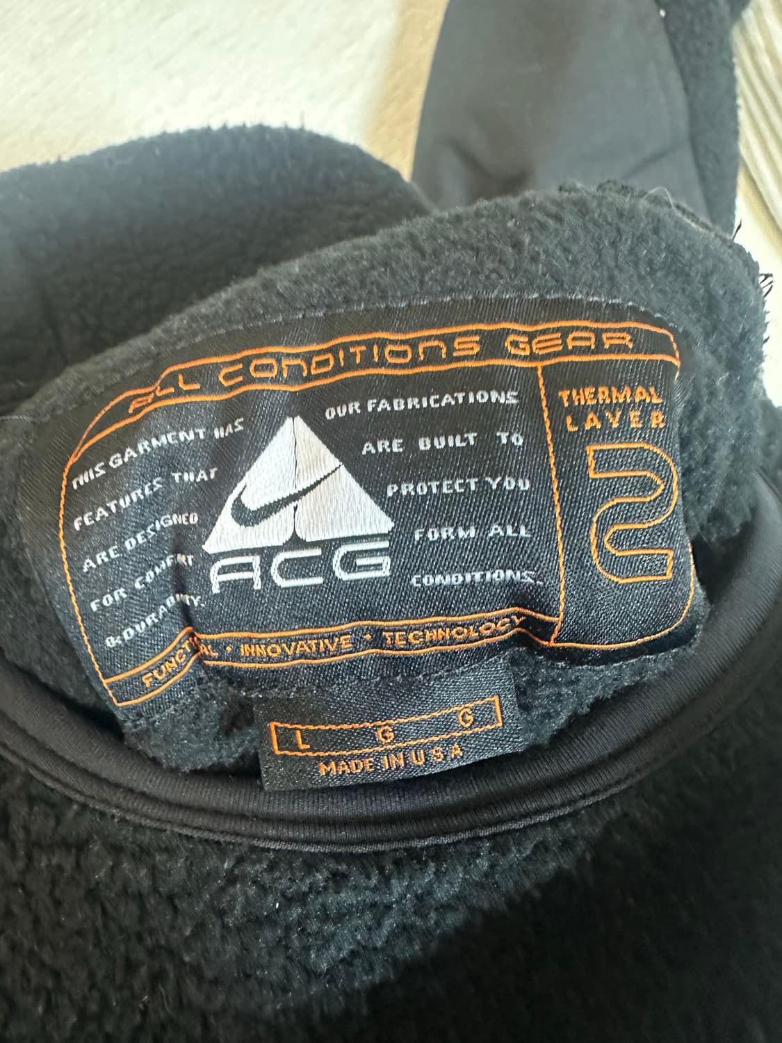 (L)90s 나이키 acg 닌자플리스 후드 블랙 usa 상품이미지9