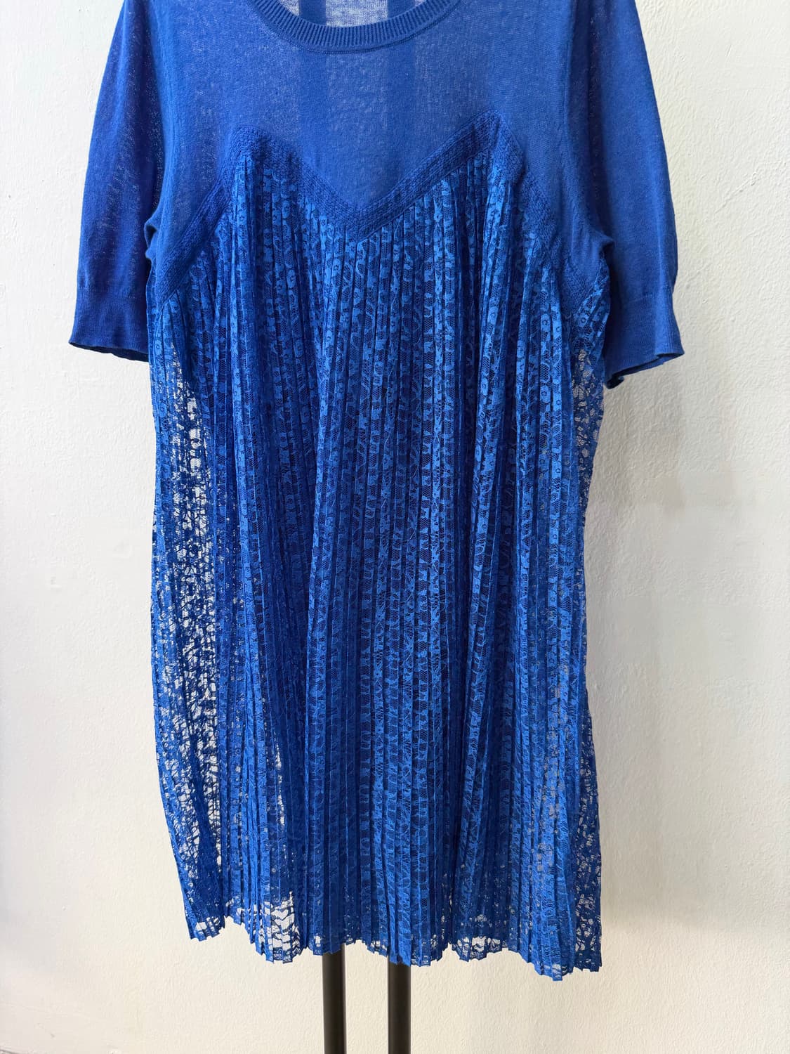 정품) 산드로 블루 레이스 반팔 니트 원피스 2 상품이미지3