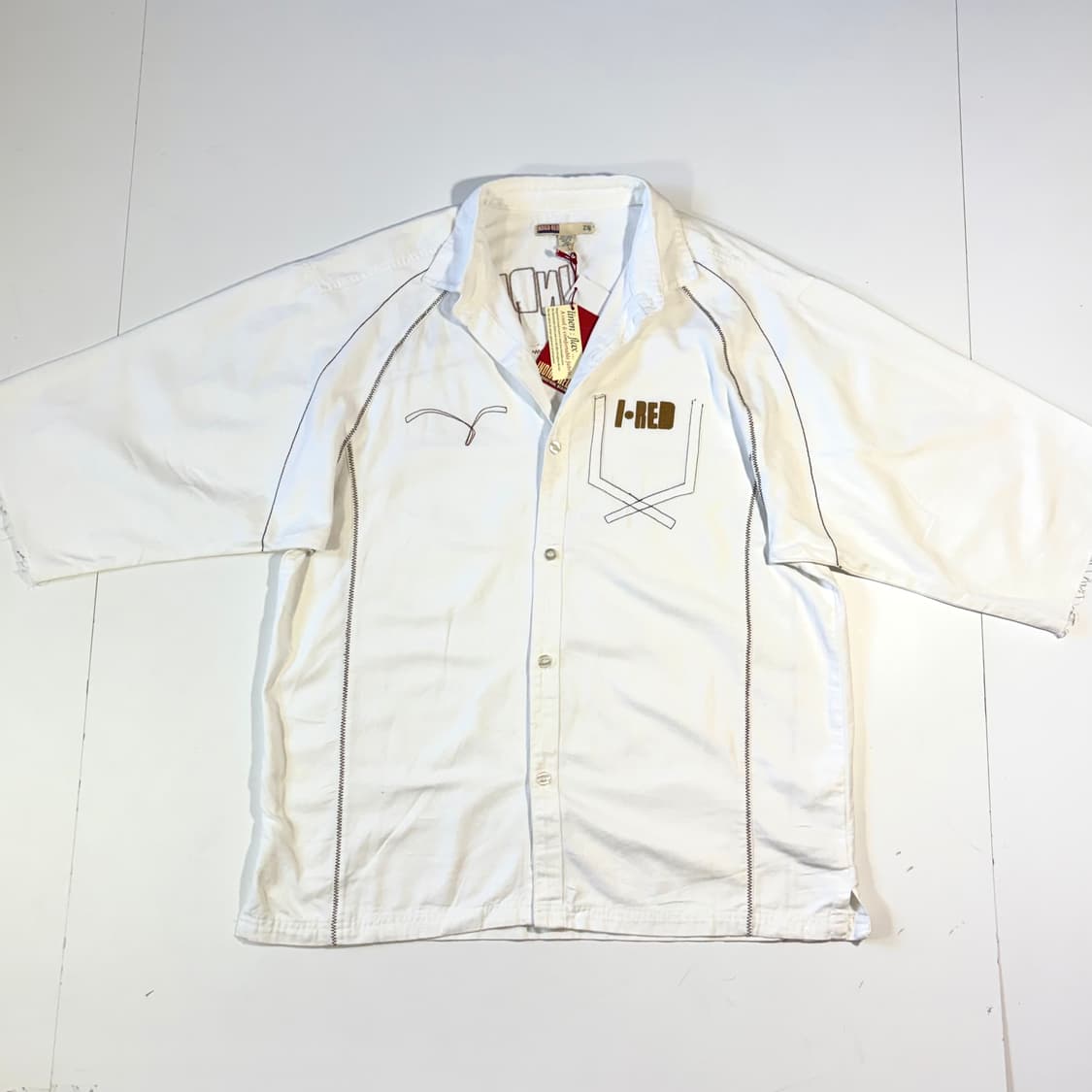 인디고 레드 오버핏 화이트 반팔셔츠 2XL 상품이미지1