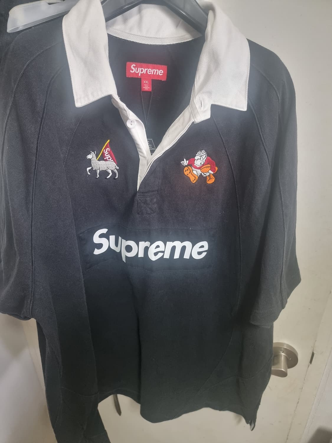 24ss 슈프림 숏슬리브 럭비 블랙 2xl 상품이미지2
