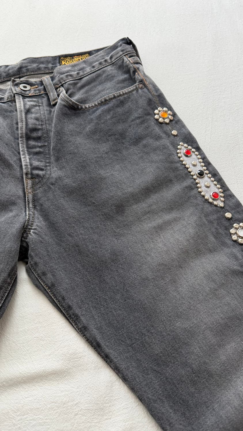 캐피탈 14온즈 데님 5P 몽키 시스코 잼스톤 팬츠 블랙 / 32사이즈 상품이미지3