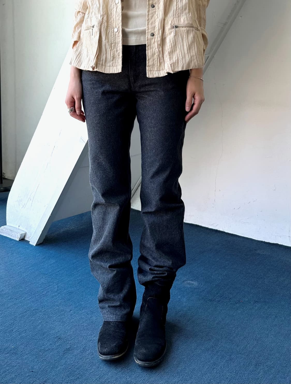 Brushed cotton denim straight pants 상품이미지8