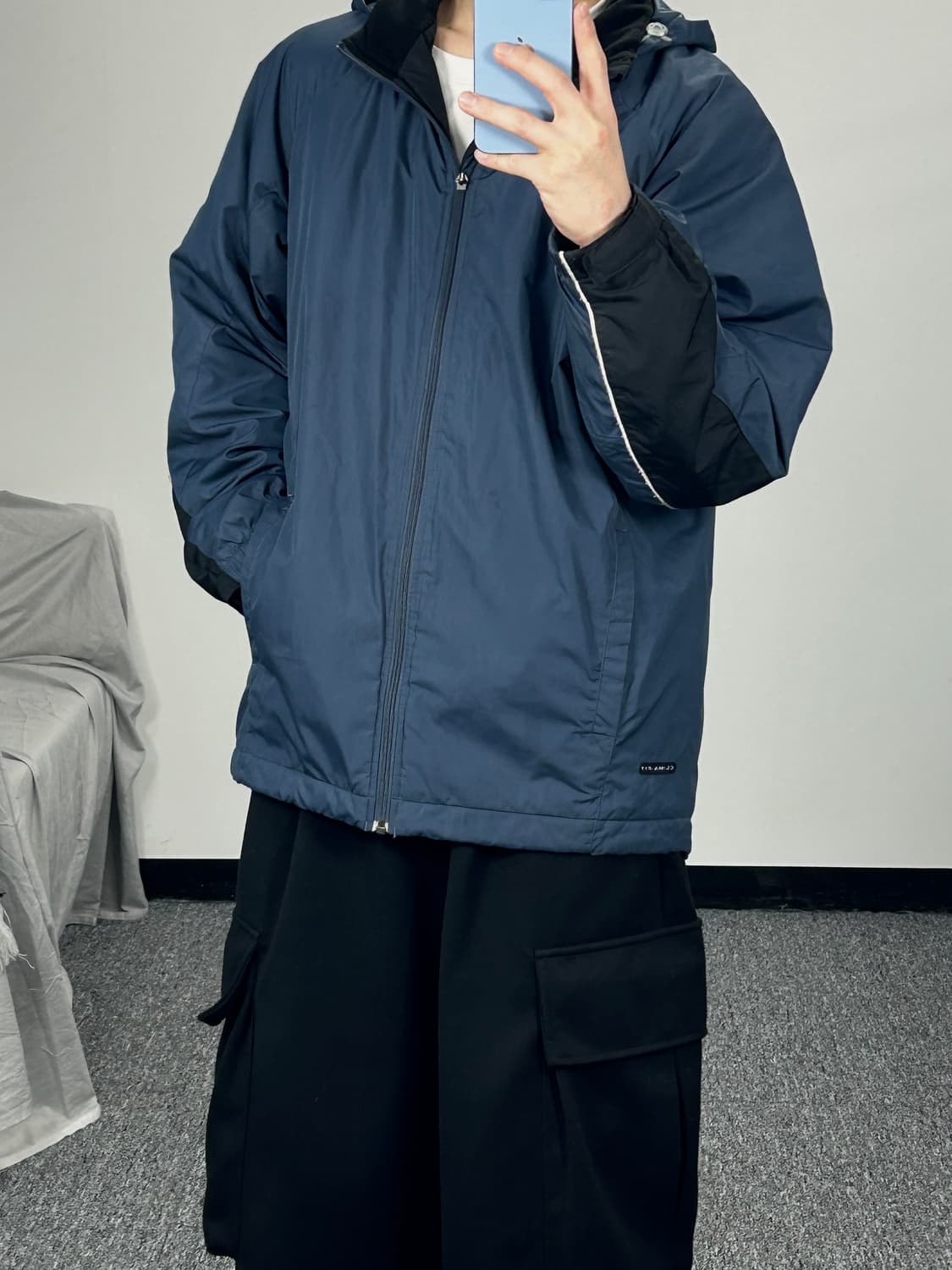 나이키 올드스쿨 네이비 후드 바람막이 M  상품이미지2