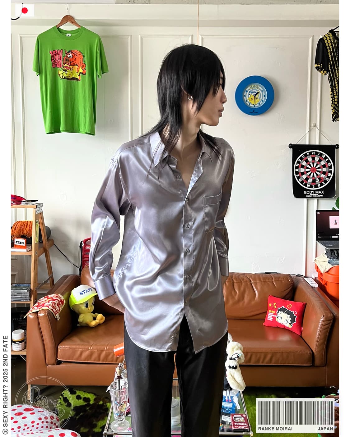 1980-90s Ranke Moirai Japan Gray Shirt 상품이미지1