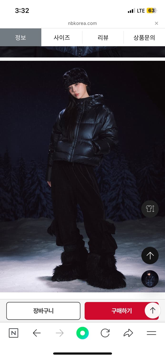 뉴발란스 패딩 우먼 플라잉 후드형 숏다운 S사이즈 글로시 블랙 새상품 상품이미지4