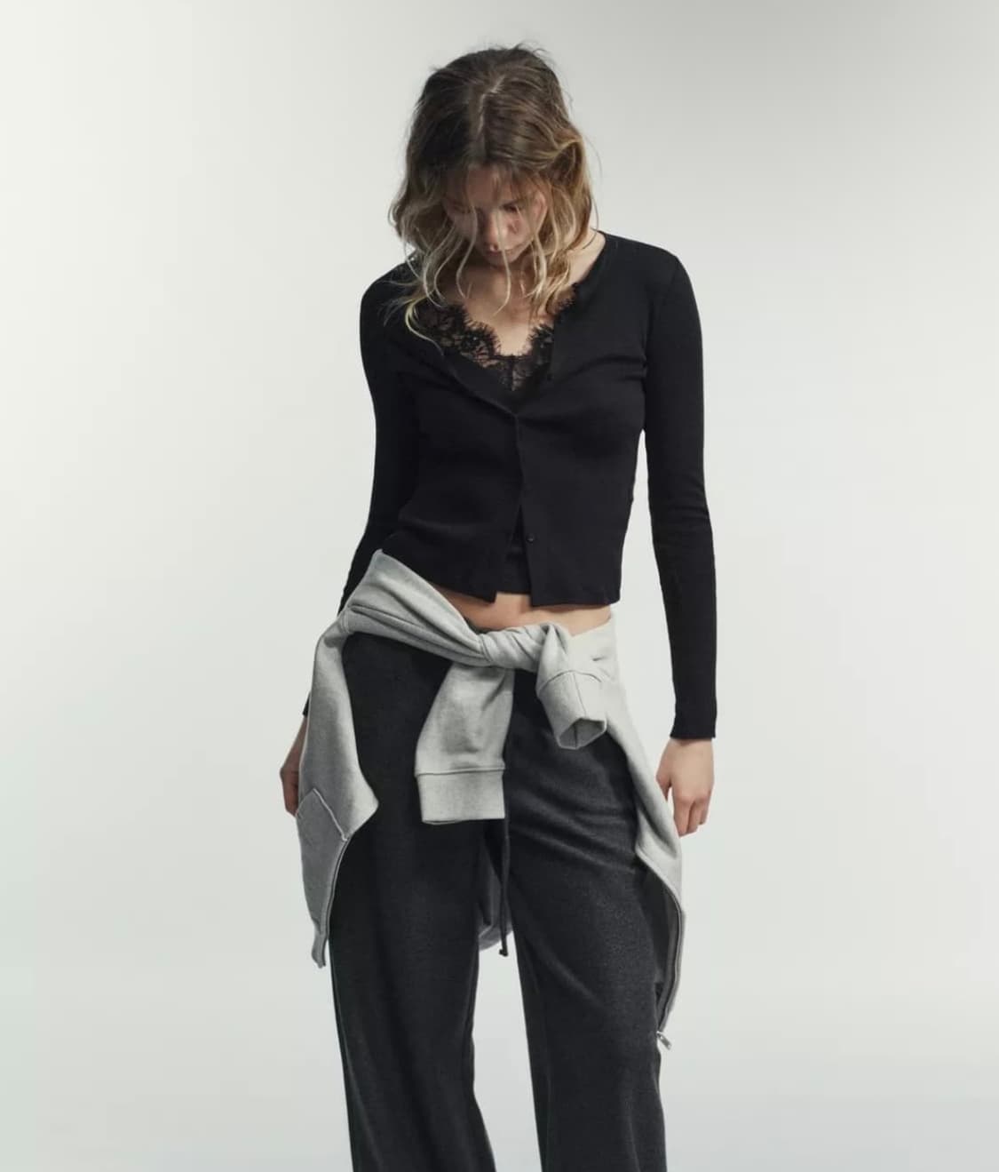 자라 레이스 콤비 탑 재킷 (블랙/M사이즈) 환승연 애 현지 착용 Wom 상품이미지4