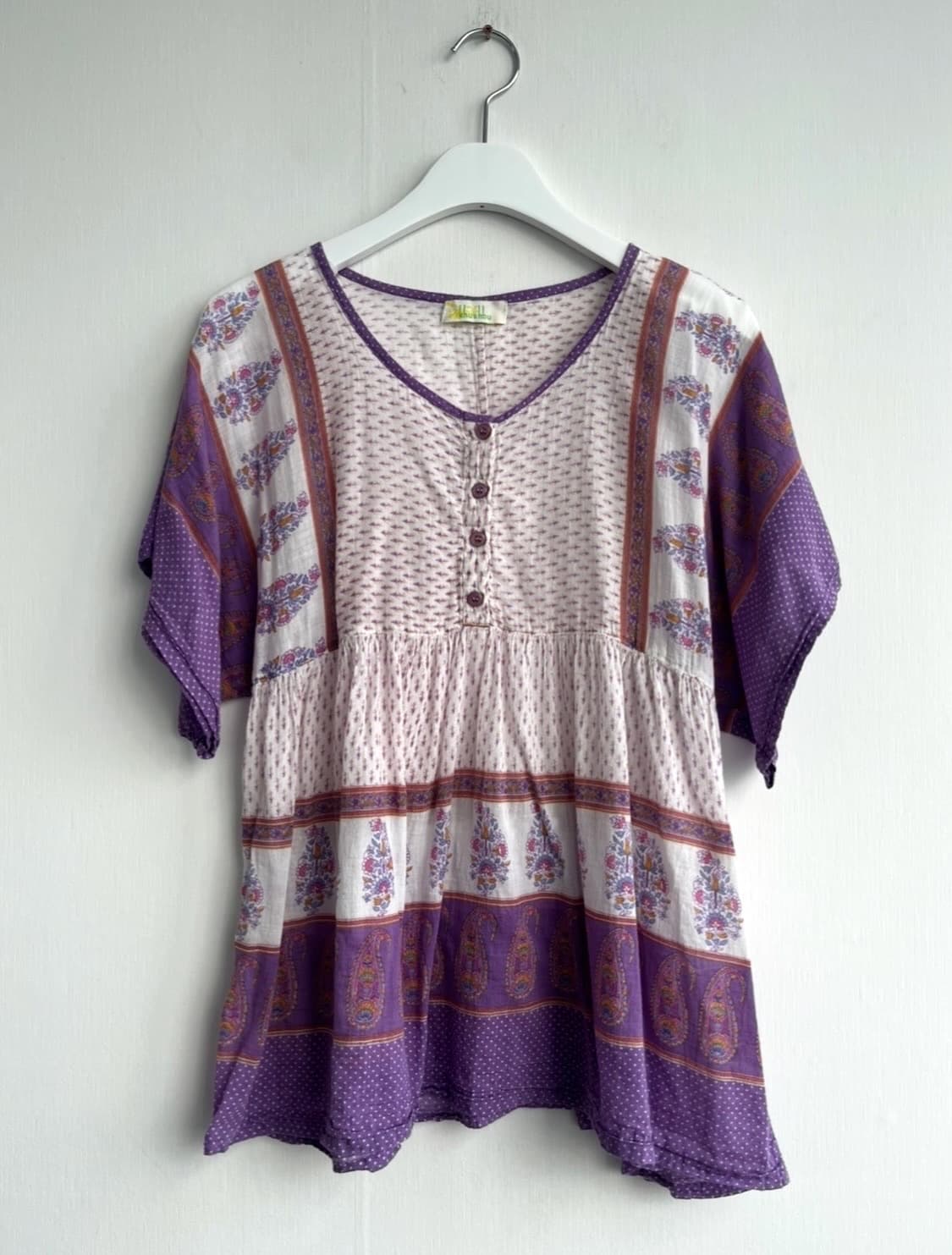 Khushbu 퍼플 페이즐리 보헤미안 블라우스 상품이미지1