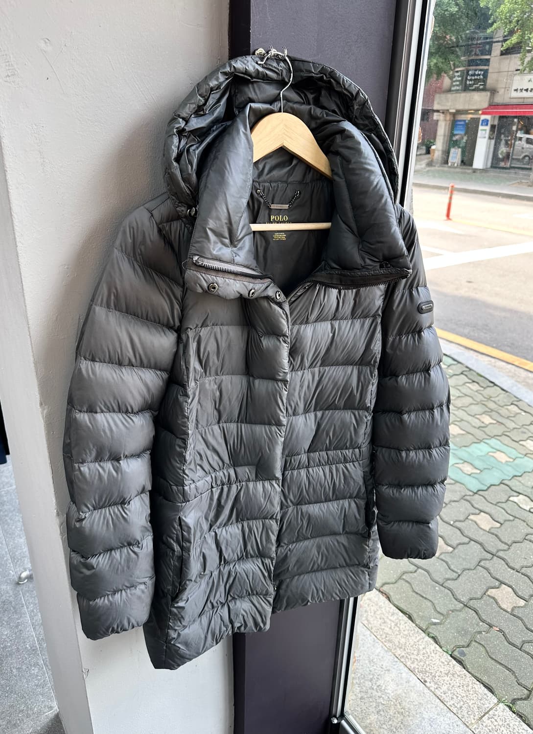 55/ 폴로랄프로렌 다운 레더패치 후디드 롱패딩 상품이미지2