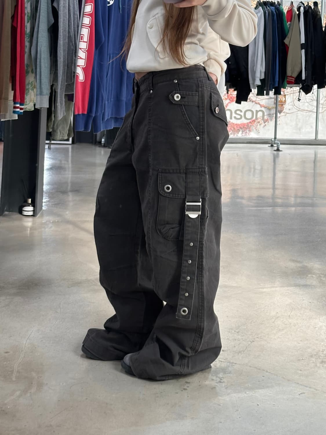 재팬빈티지 스타버튼 버클 부츠컷카고팬츠 코코아 상품이미지1