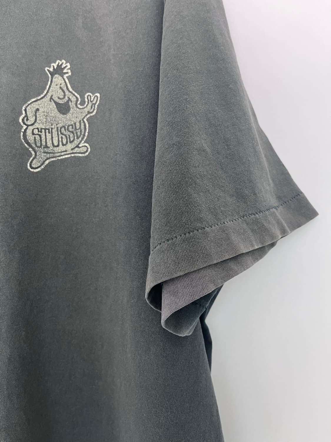 90s Stussy Mr.Blob 페이디드 다크 그린 티셔츠 상품이미지6